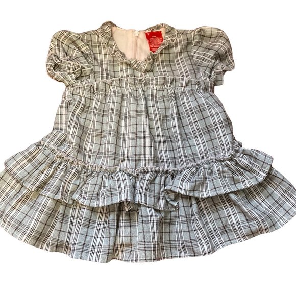 Pink/Brown/White Plaid Tiered Ruffle Dress - Picture 1 of 3